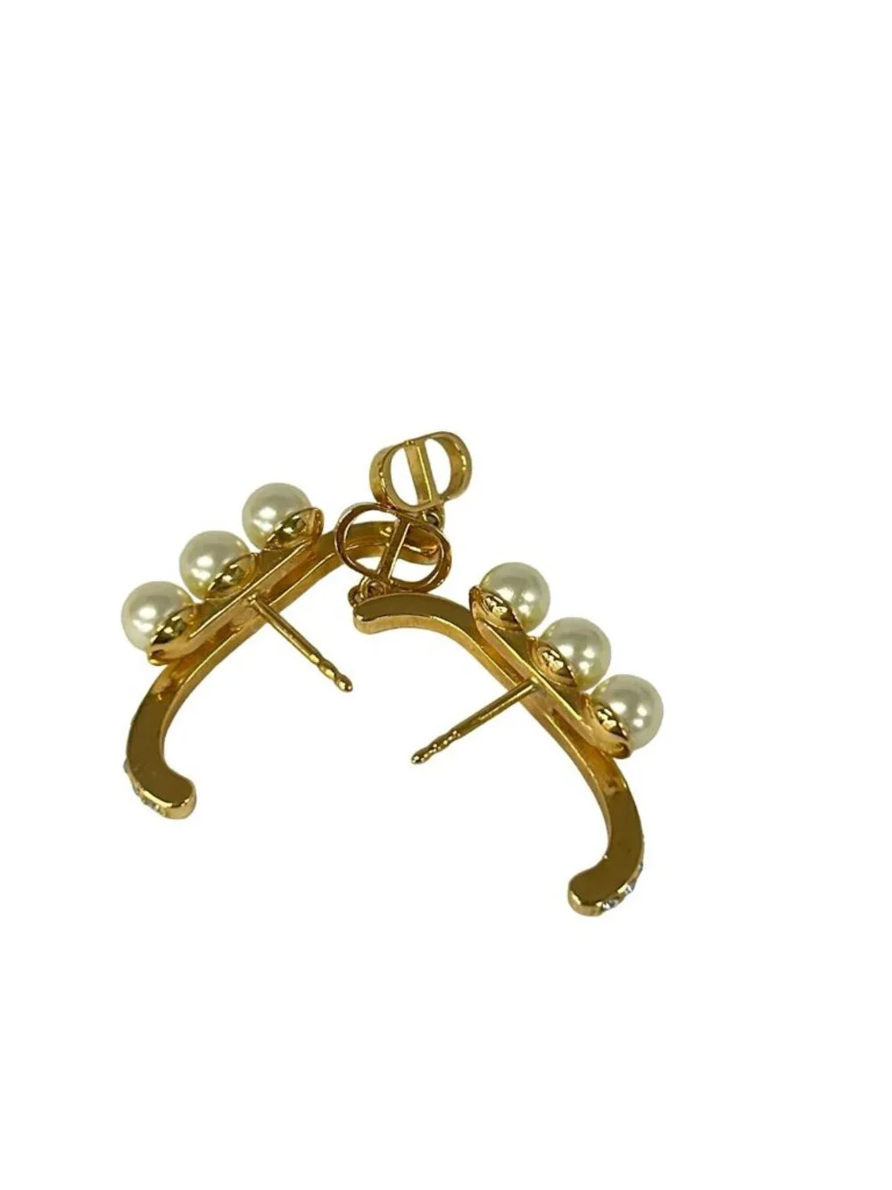 Dior Earrings Tribal Gold Ivory Clear